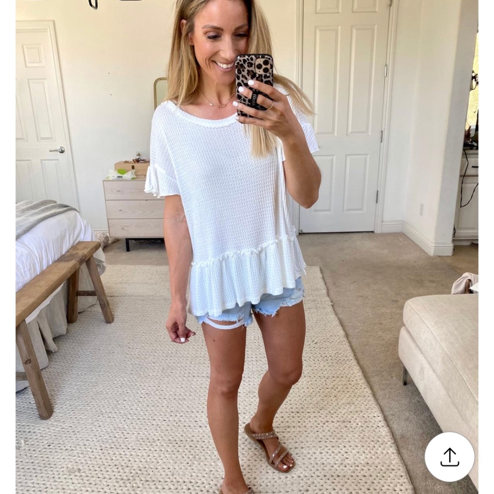 Waffle Peplum Blouse